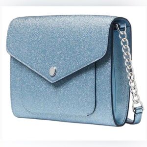 Kate Spade Tinsel Flap Glitter Crossbody in Frosty Sky